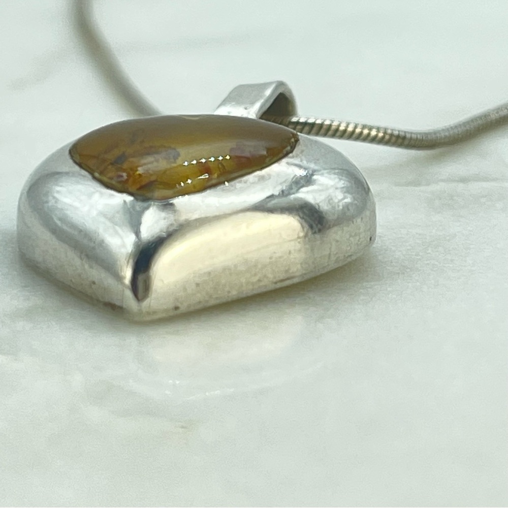 Silver ‘Forget Me Not’ Flower Heart Charm Pendant Necklace, Sterling Snake Chain - Picture 7 of 14